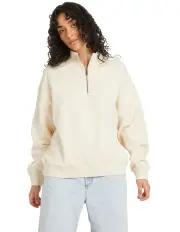 [RVCA] 1/4 Zip Fleece Knit Sweater in Natural
