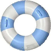 Adult Swim Ring – Inflatable Pool Float with Handles | Thickened Anti-Rollover Float Ring | Durable Striped Swimming Floatie, Comfortable Water Lounger, Pool Accessory for Beach Parties