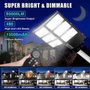 600W Solar Street Light,LED Solar Street Lights Outdoor Waterproof, Dusk to Dawn