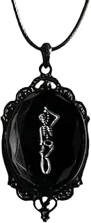 [GYRMMUE] Vintage Gothic Pendant Necklace Punk Skull Relief Necklace Skull Head Crystal Necklace Halloween Black Pendant Necklace Goth Accessories for Goth Witch Jewelry Costume Party