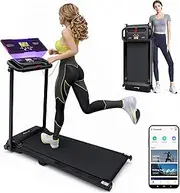 Advwin Foldable Treadmill Portable Walking Running Machine, Home Compact Fitness Equipment for Gym Office w/Handle & Bluetooth Speaker & APP Control & LCD Display, 120KG Capacity