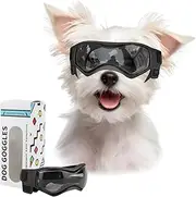 Billionchains Dog Goggles Dog Sunglasses for Small Breed UV Protection Windproof with Adjustable Head Straps Chin Straps for Ride Car/Hiking Travel/On Beach-Black