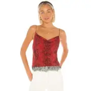 NWT Alice + Olivia Snake Cherry Silk Harmon Tank