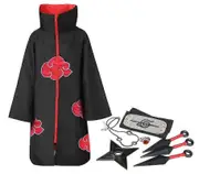 Akatsuki Uchiha Itachi Anime Unisex Costume Ninja Naruto Cloak _y red/black XXS