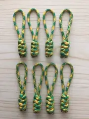 Set of 8, Survival Paracord Zipper Pulls Snake Wave - Yellow / Green