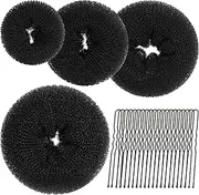 Teenitor Hair Donut, Hair Bun Maker, Black（Extra-large, Large, Medium and Small）