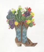 Kelly Clark Texas Desert Blooms Boot Handpainted Needlepoint Canvas