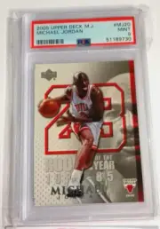 2005-06 UPPER DECK MICHAEL JORDAN ROOKIE OF THE YEAR CARD #MJ20 PSA 9 pop 10