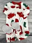 CARTER'S SANTA & STOCKINGS CHRISTMAS FOOTED FLEECE SLEEPER Infant Size 12 Months