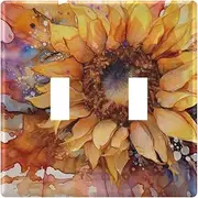 AIXIWAWA Switch Plate Sunflower Watercolor Print, 1 Pack Home Decor Wall Plates 2-gang with Screw Size 4.56x4.48x0.27 in