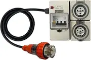 Power Board 5 Pin 20 Amp Three Phase to 2 x 5 Pin 10 Amp Three Phase Outlets RCBO Protected