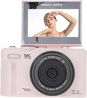Generic Digital Camera, 5K WiFi 75MP Autofocus 3.0 Inch Vlogging Camera Wide Angle Point and Shoot Video Device with 180 Degree Flip Screen LED Fill Light, for Photography