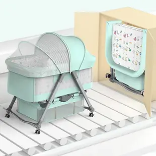 免運 媽媽放心嬰兒床 舒適床墊 嬰兒床小床剛出生可移動多功能搖搖籃拼接大床新生兒童折疊寶寶床 公司貨 可開發票