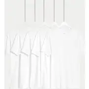 Mens M&S Collection 5pk Essential Cotton T-Shirt Vests - White