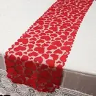 Valentines Day Red Heart Table Runner Lace Tablecloth Table Cover Household
