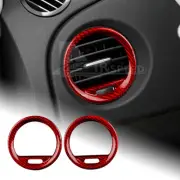 Red Side Air Outlet Cover REAL HARD Carbon Fiber For Fiat 500 Abarth 595 695 (for: Fiat)