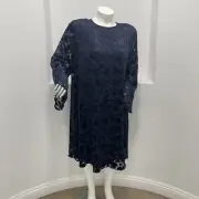 EN FRANCAIS By Huey Waltzer For Saks Fifth Avenue VTg 80’s Dress Blue Size 24