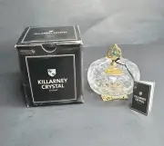 Vintage Irish Killarney Cryatal Claddaugh Trinket - 22K Gold Finish New