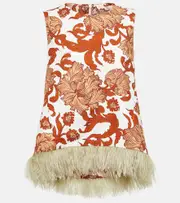 [La DoubleJ] La DoubleJ La Scala feather-trimmed cotton-blend top UK 10 multicoloured