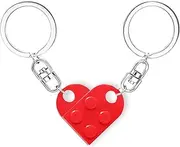 [Generic] Prime A1 Gifts - 2 Pcs Matching Brick Heart Keychain, Charm Keychain, Creative Bricks Keychain for Valentine, Couples Best Friends Birthday