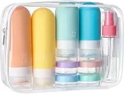 Travel Toiletry Bottles Set, 16 Pieces, Squeezable Containers with Clear Carry Case
