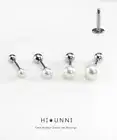 16g Pearl cartilage earring, pearl labret studs, helix conch tragus earrings 1pc