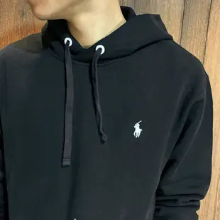 美國百分百【全新真品】Ralph Lauren 帽T RL 連帽長袖T恤 上衣 小馬 男 LOGO 黑色 H403