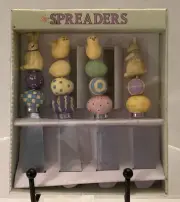 Debbie Mumm 2002 Beaded Spring Easter Bunnies & Chicks Serving Spreaders