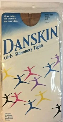 DANSKIN--GIRLS-- SHIMMERY FOOTED TIGHTS--INTERMEDIATE (6X-7)--TOAST
