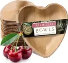Palm Leaf Disposable Bamboo Style 4" Heart Shaped Plates - Natural Color - Elega