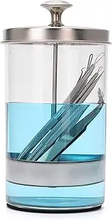 Unbreakable Disinfectant Jar - 21Oz Glass Sterilizing Jar with Removable Straining Tray for Nail Tools and Barber Supplies