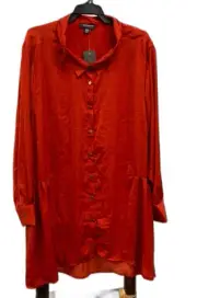 NEW Autograph Hammered Satin Shirt L/Sleeve Burnt Orange Ladies Sz 24 RRP$79.99