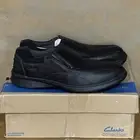 Clarks Cotrell Step Shoes Men’s 9.5W Black Oily Leather Slip-On Comfort 19615