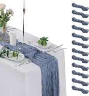 12 Pack Dusty Blue Cheesecloth Table Runner 9Ft,17 X 108 Inch Gauze Table Runner