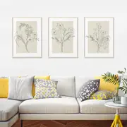 Neutral Flowers 3 sets Canvas Wall Art