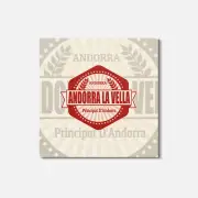 Andorra La Vella Travel Label 4'' X 4'' Square Wooden Coaster