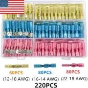 220PCS Heat Shrink Spade Terminals Insulated Crimp Wire Connectors Male Female