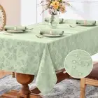 Spring Jacquard Rectangle Tablecloth - Waterproof Damask Floral Pattern Decor...