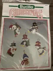 Bucilla SNOWBABIES Cute Snowmen Felt Sequins Chistmas Ornament Kit 82742 Vintage
