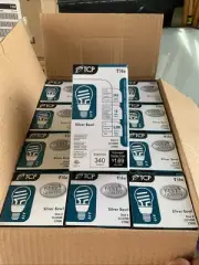 New Box Of 12 TCP 14W A-Lamp Silverbowl CFL Light Bulbs E26 2700K 340lm