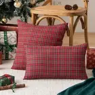 Hidden Zipper Pillowcase Thanksgiving Decor Geometric Plaid Print Set Frosted