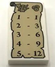 Lego New White Tile 2 x 4 with Tan Scroll with Black Numbers Pattern Piece
