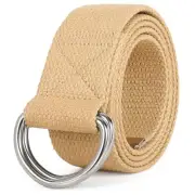 Mens Canvas Belt with Metal Double D-ring 1 1/2" Fit Waist Size 45"-50" Khaki