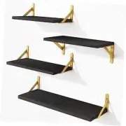 Floating Shelves for Wall, Black Wall Shelves Different Black and Gold Bracket