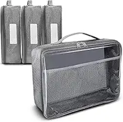 IAMRU Toy Storage Bag, On the Go Toy Storage Organizer, Car Toy Organization Bags, Lego Travel Bag, Activity Bags for kids, Traveling Carrying Case, Storage Organizer (Large 4 pc Grey Bags)