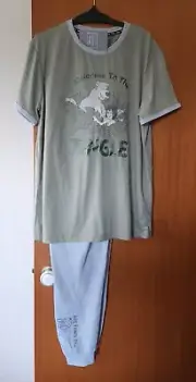 Disney The Jungle Book Mens Khaki Grey Printed 2 Piece Pyjama Set Size M New