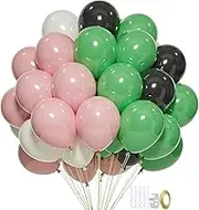 Green and Pink Party Balloons, 60Pcs 12 Inch Avocado Green, Baby Pink, Black and White Matte Latex Balloons with Kit for Wicked Themed Birthday, Baby Shower Party Decoration