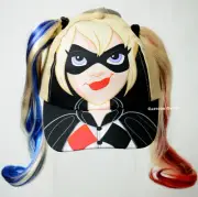 Harley Quinn Cap Hair Extensions Hat Pigtail Girls Snapback Youth Size Dc Comics