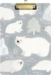 Cute White Polar Bear Classic clipboard Standard Hole for Legal Women Basketball Coaches Tablas para escribir Size 9 x 12
