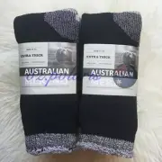 6 PAIRS SIZE11-14 HEAVY DUTY AUSTRALIAN MERINO EXTRA THICK WOOL WORK SOCKS BLACK